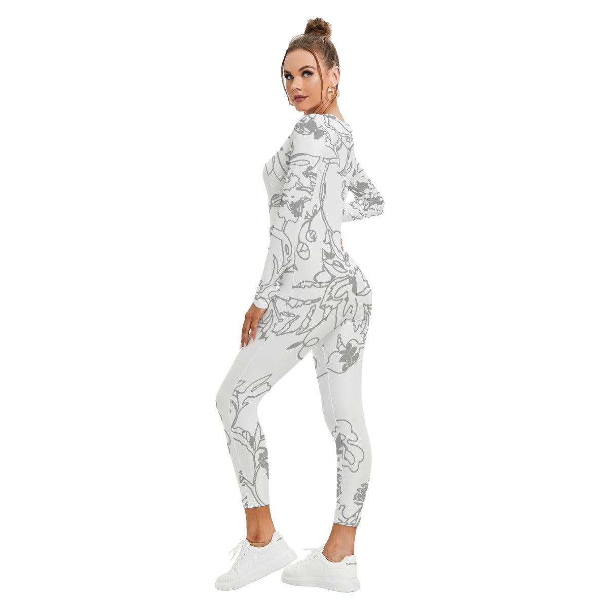 All-Over Print Women's Plunging Neck Jumpsuit