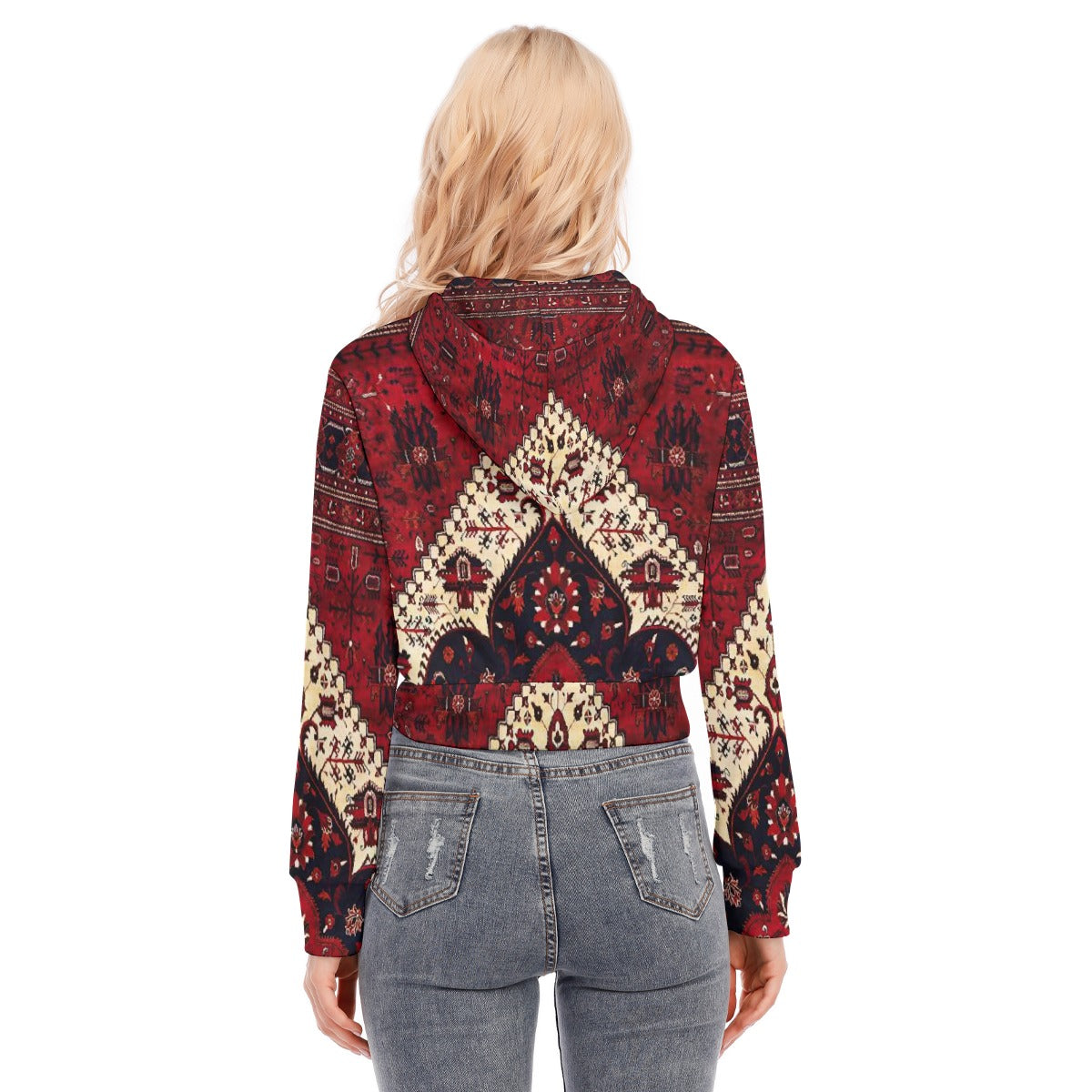 All-Over Print Women's Crop Top Hoodie With Zipper Closure