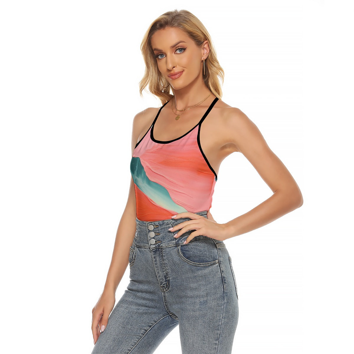 All-Over Print Women's Criss-Cross Open Back Tank Top