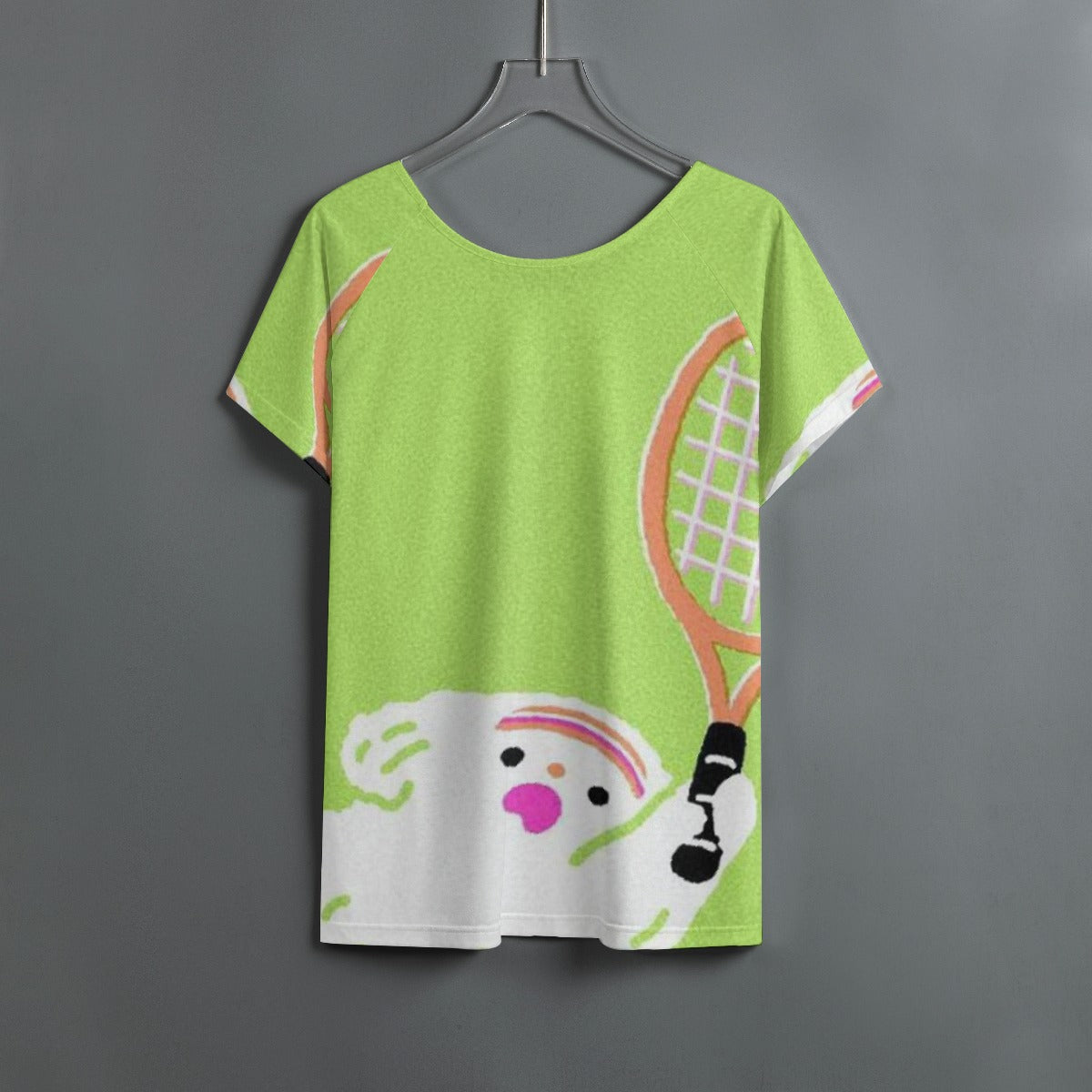 All-Over Print Women's Round Neck T-shirt With Raglan Sleeve