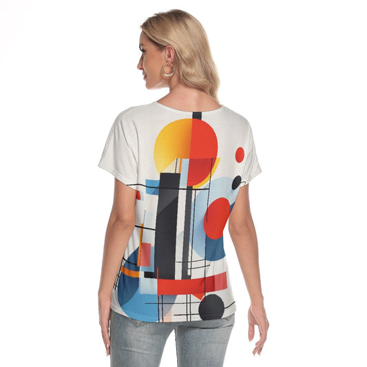 All-Over Print Women's Loose V-neck Short Sleeve T-shirt