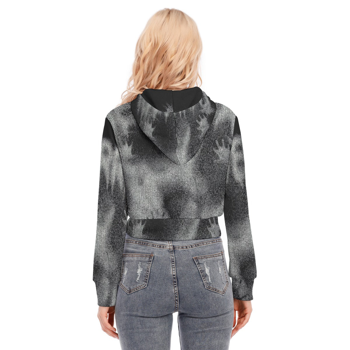 All-Over Print Women's Crop Top Hoodie With Zipper Closure