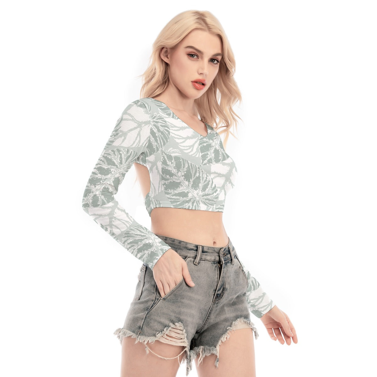 All-Over Print Women's Back Hollow T-shirt With Strap