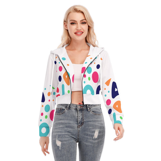 All-Over Print Women's Crop Top Hoodie With Zipper Closure