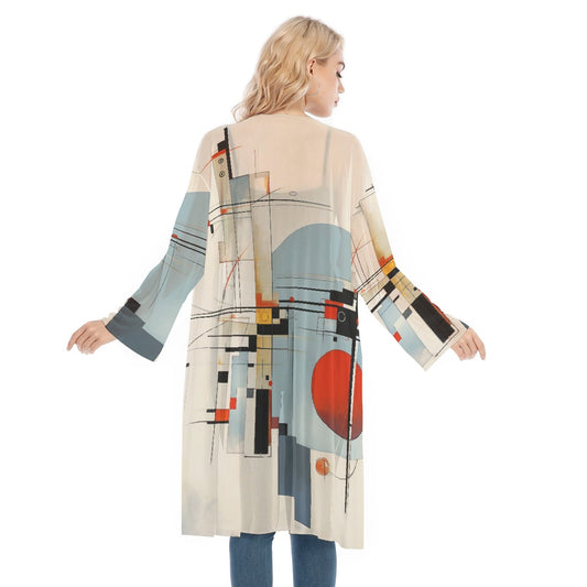 All- Over Print Women's Long Sleeve Mesh Cardigan