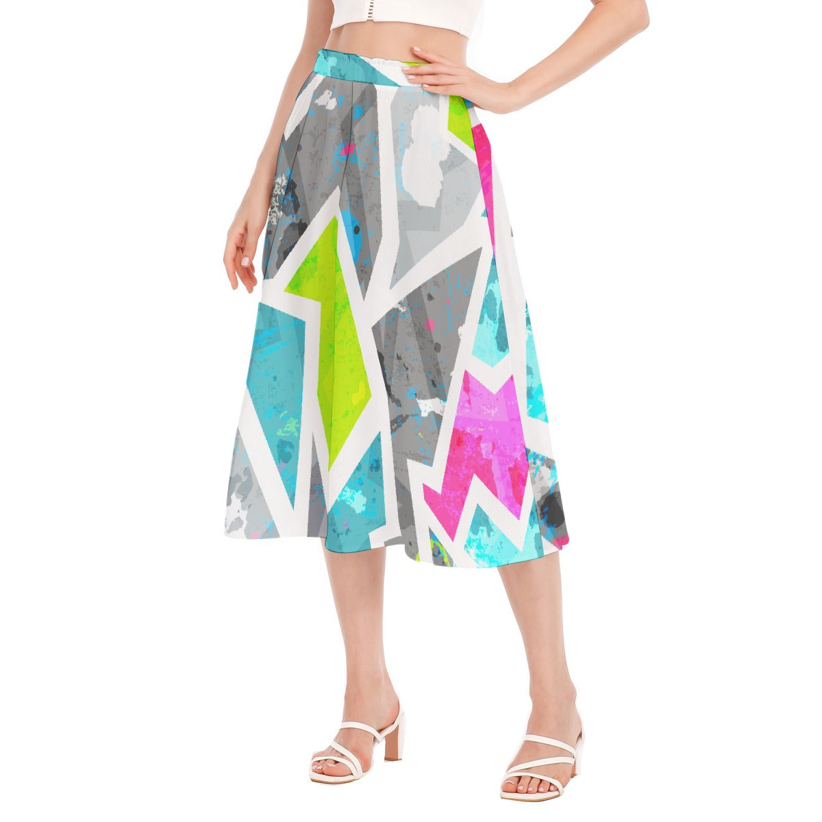 All-Over Print Women's Long Section Chiffon Skirt