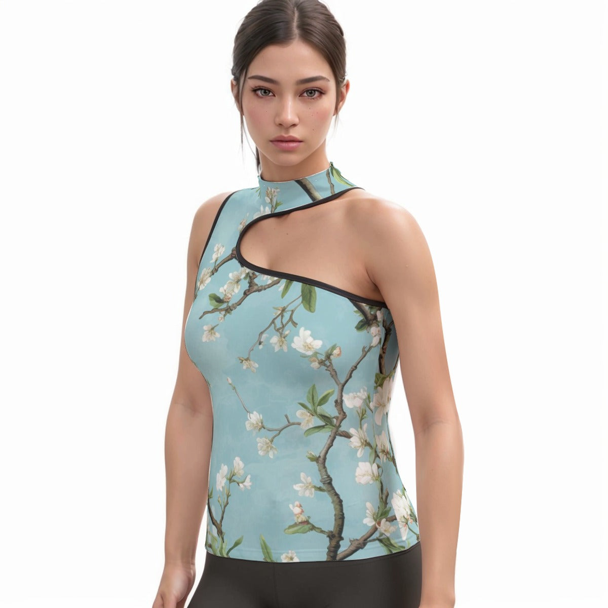 All-Over Print Women's Halter Sleeveless Asymmetrical Tank Top