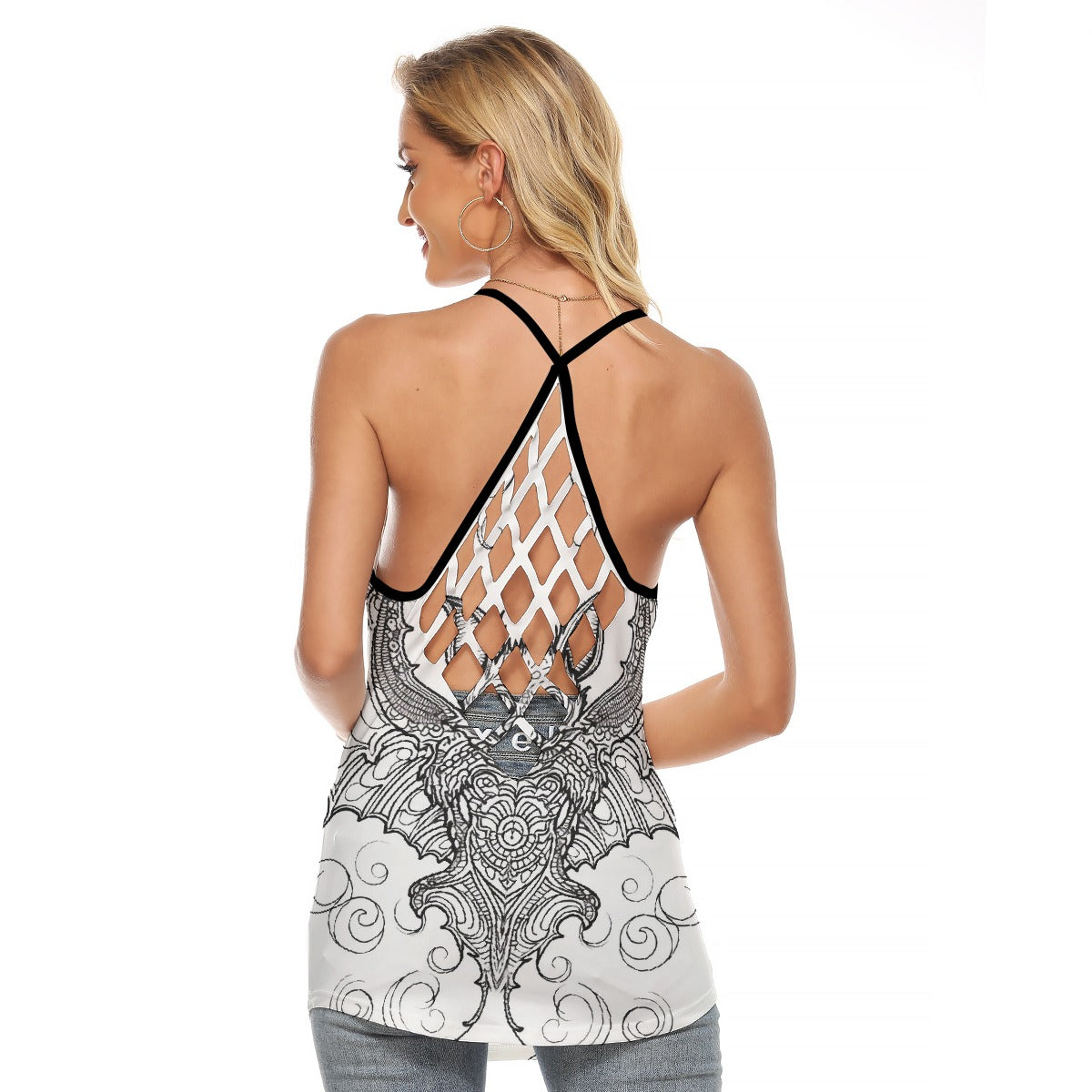 All-Over Print Women's Criss-Cross Open Back Tank Top