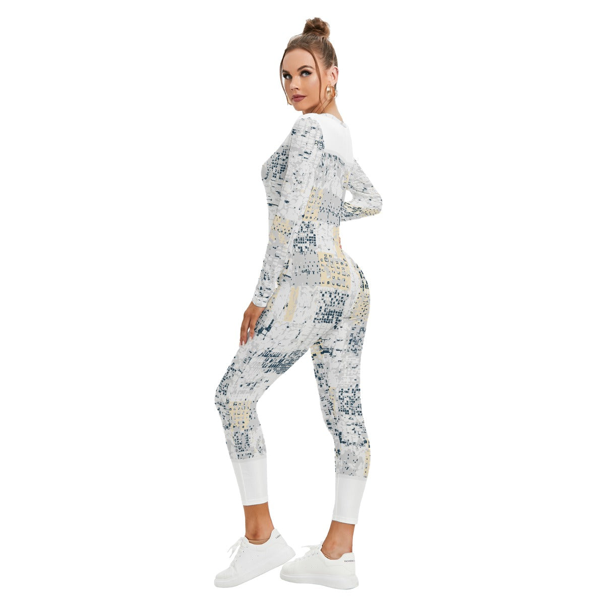 All-Over Print Women's Plunging Neck Jumpsuit