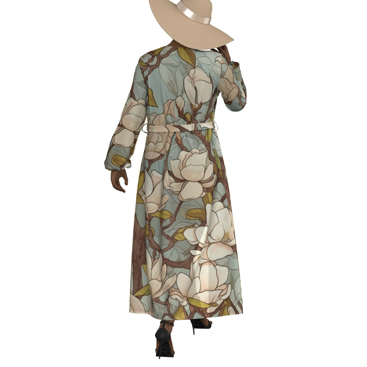 All-Over Print Women's Lace-up Chiffon Robe