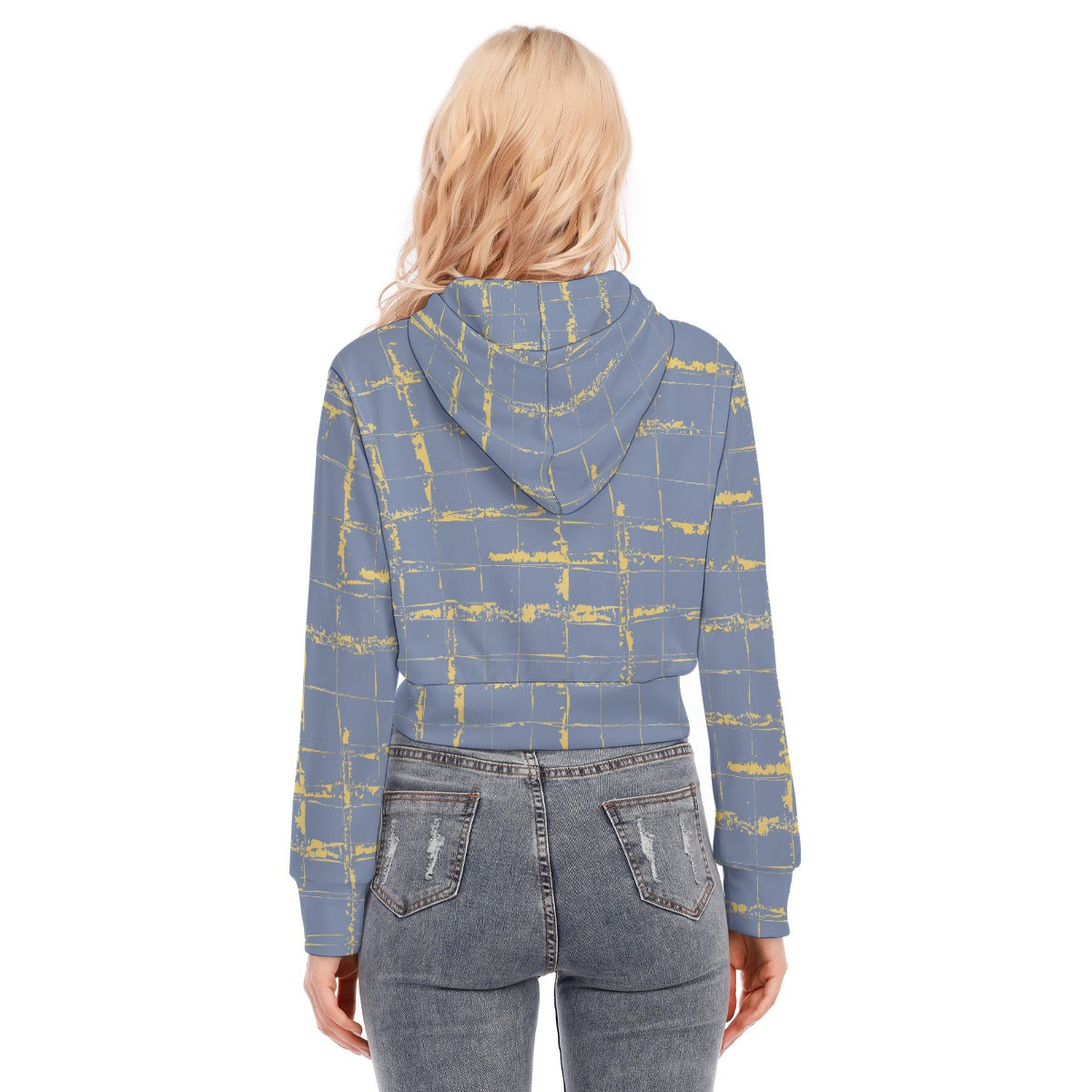 All-Over Print Women's Crop Top Hoodie With Zipper Closure