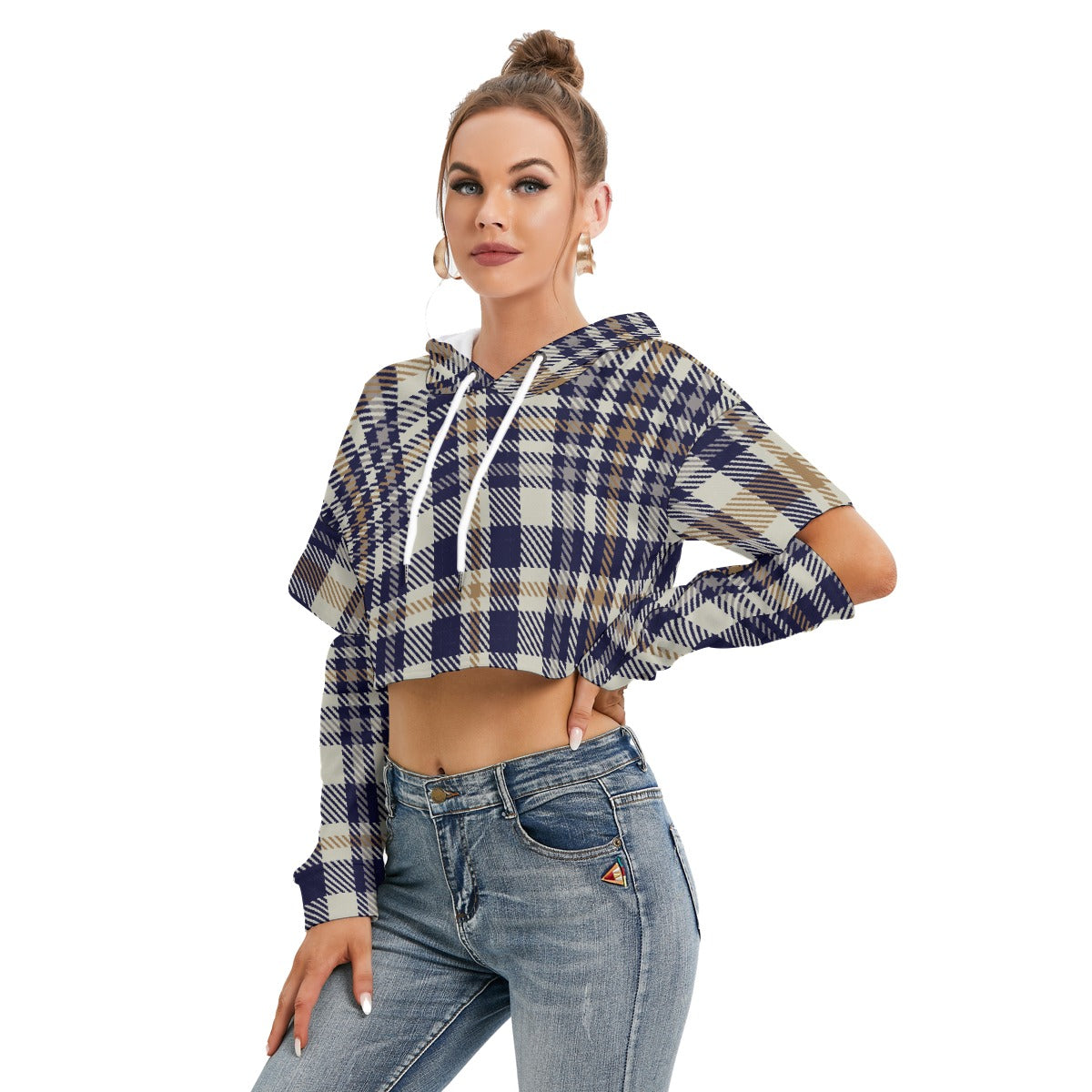 All-Over Print Women's Heavy Fleece Hoodie With Hollow Out Sleeve