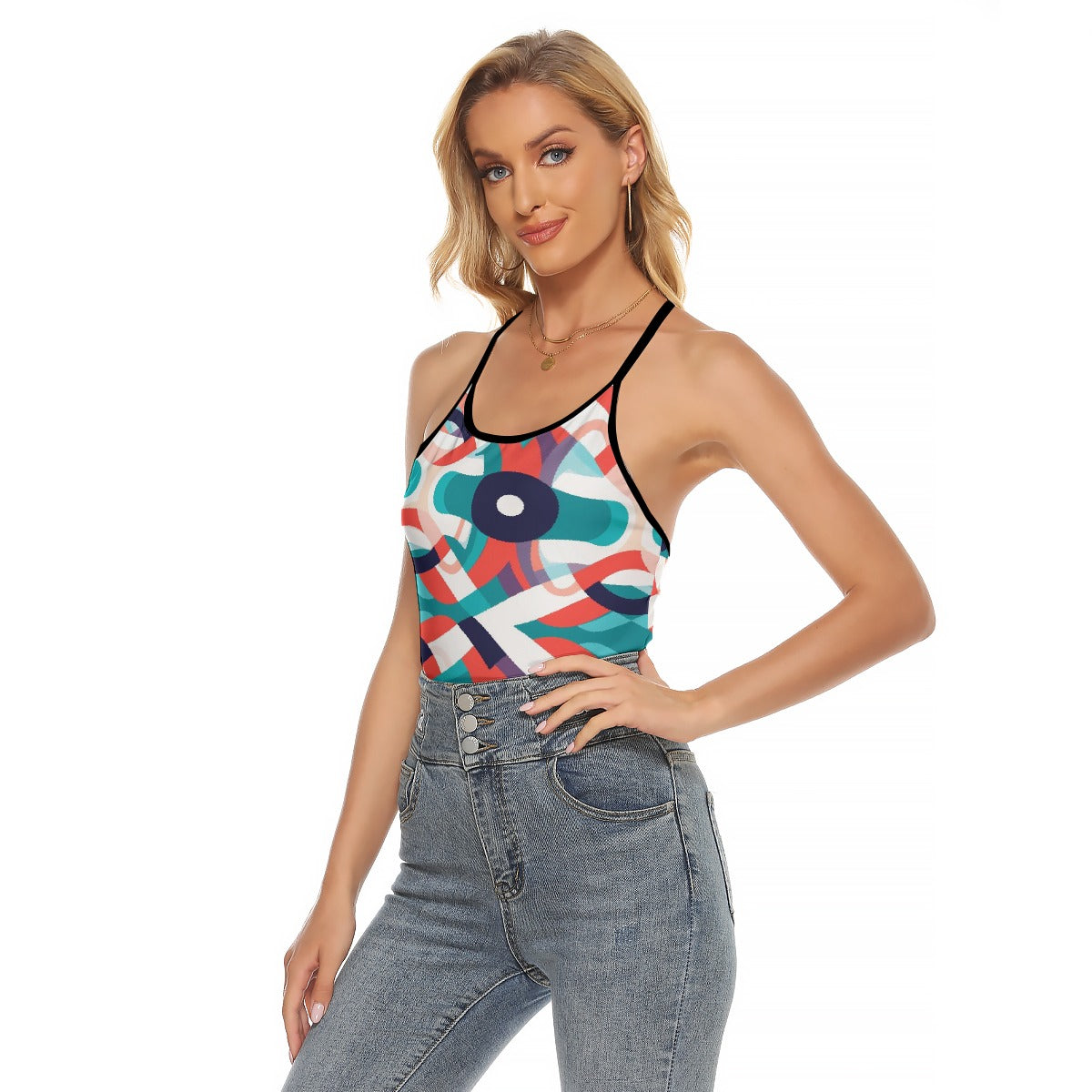 All-Over Print Women's Criss-Cross Open Back Tank Top