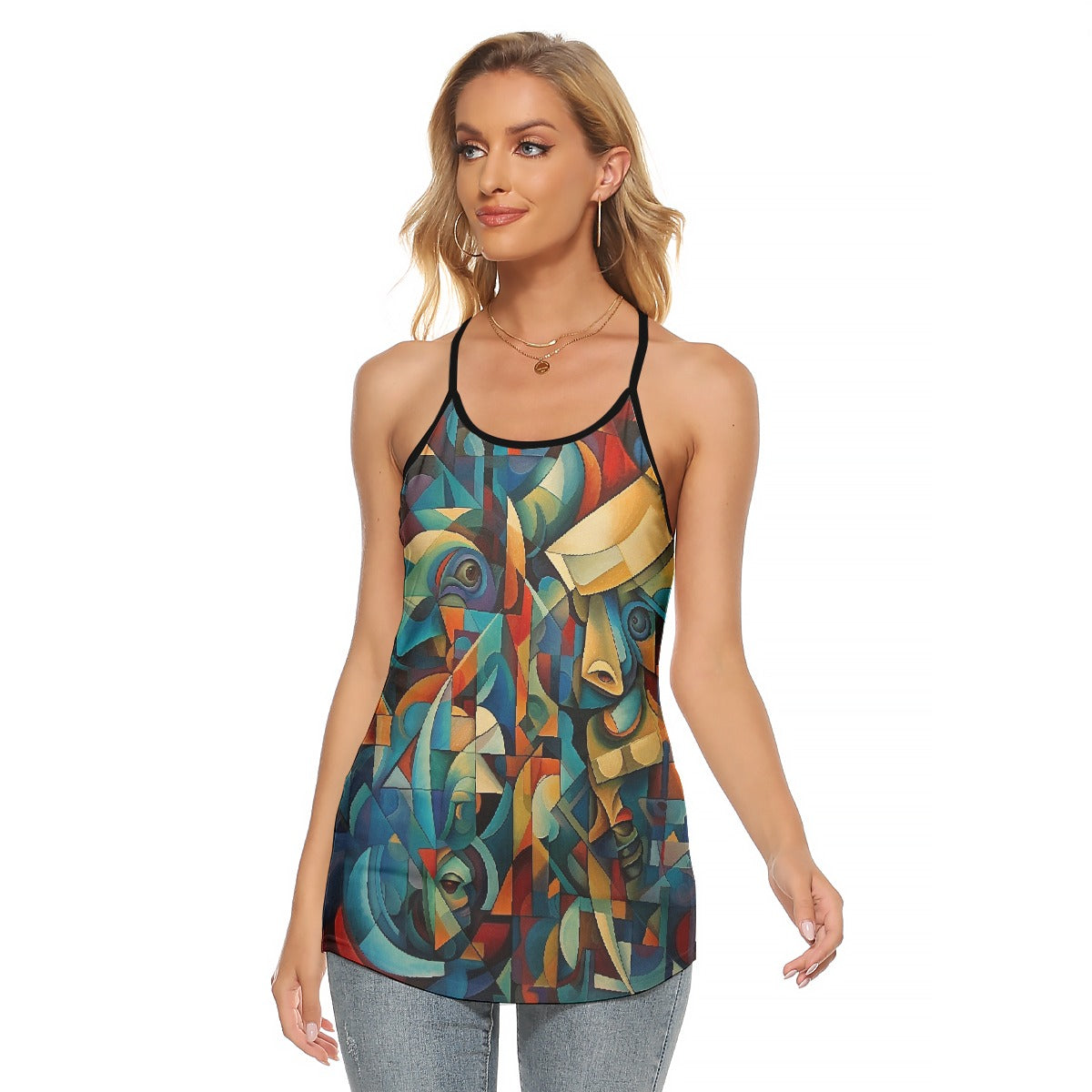 All-Over Print Women's Criss-Cross Open Back Tank Top