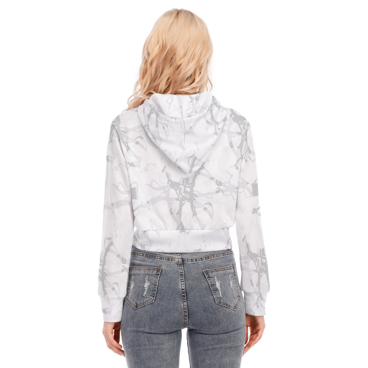 All-Over Print Women's Crop Top Hoodie With Zipper Closure