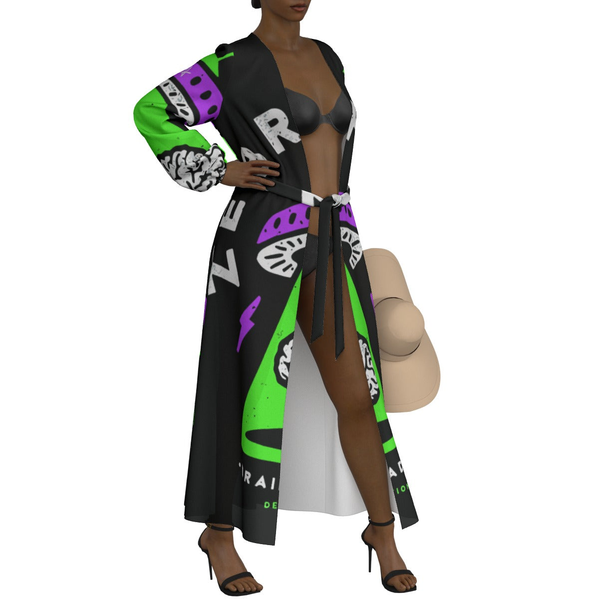 All-Over Print Women's Lace-up Chiffon Robe