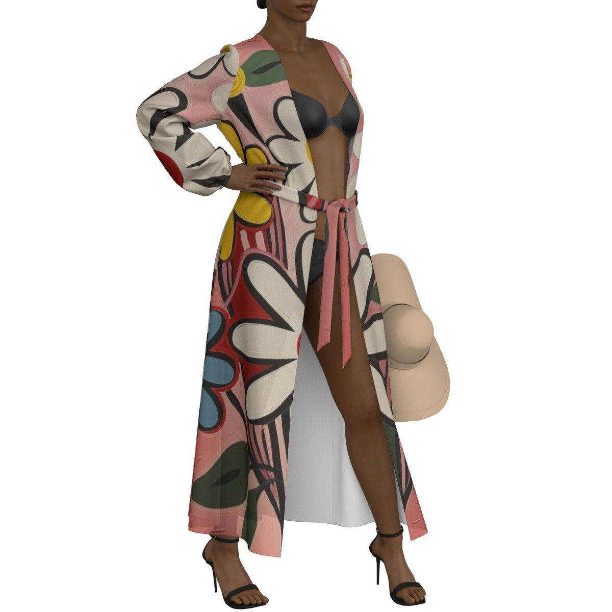 All-Over Print Women's Lace-up Chiffon Robe