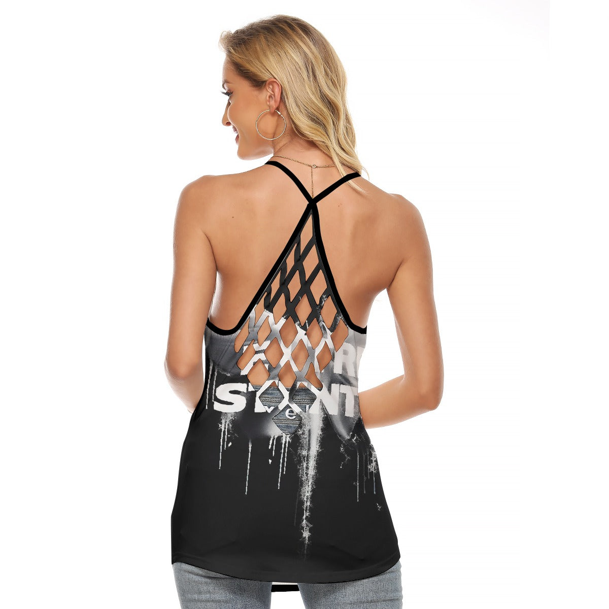 All-Over Print Women's Criss-Cross Open Back Tank Top