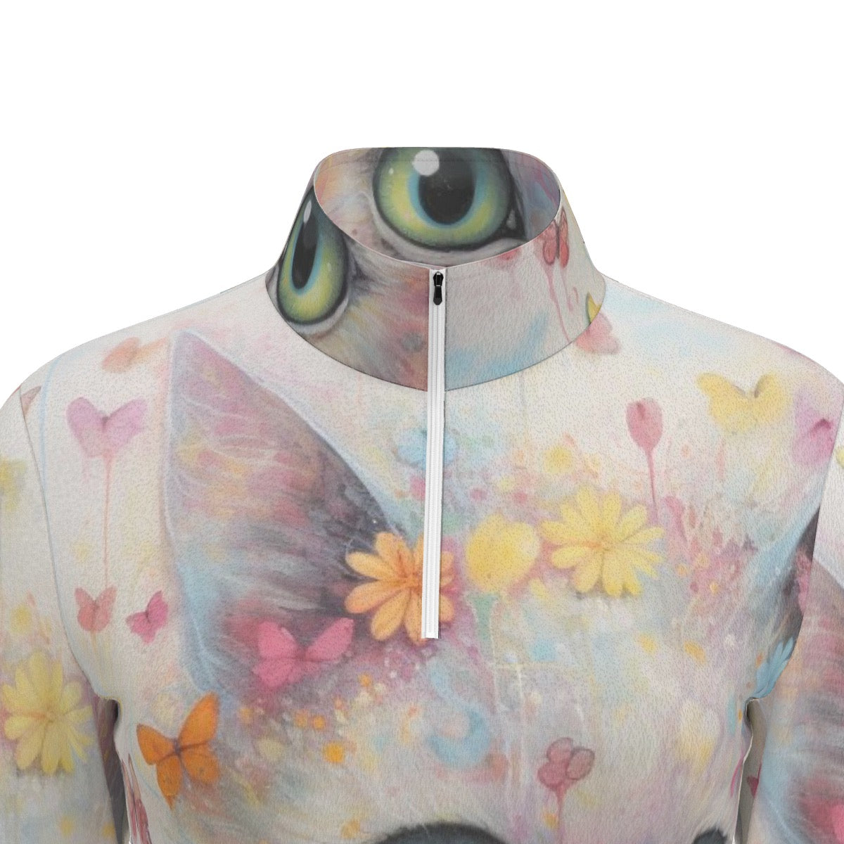 All-Over Print Women's Sports Collar Jersey With Long Sleeve