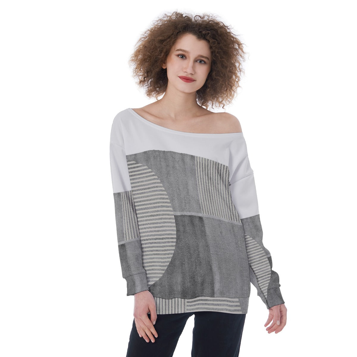 All-Over Print Oversized Women's Off-Shoulder Sweatshirt