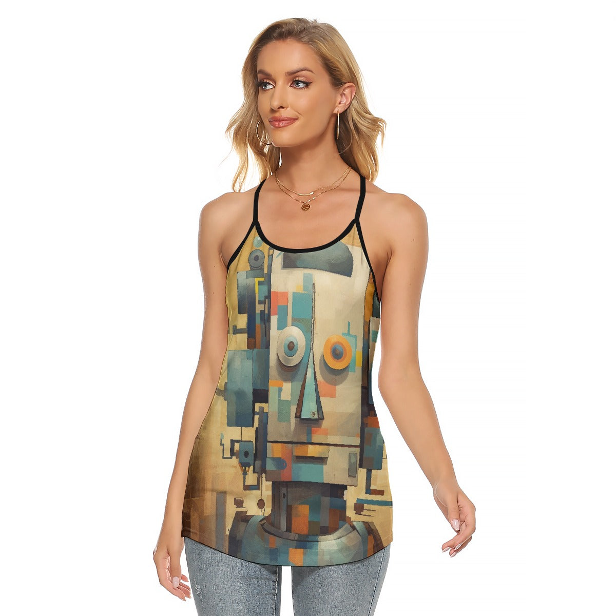 All-Over Print Women's Criss-Cross Open Back Tank Top