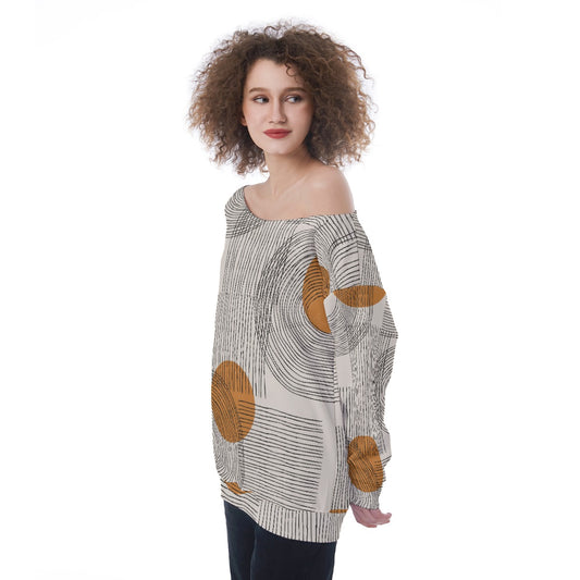 All-Over Print Oversized Women's Off-Shoulder Sweatshirt