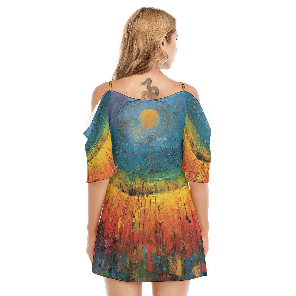 All-Over Print Women's Off-shoulder Cami Dress