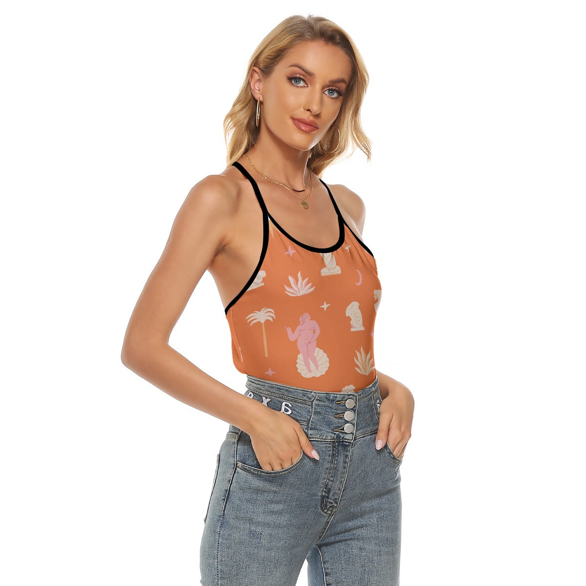 All-Over Print Women's Criss-Cross Open Back Tank Top