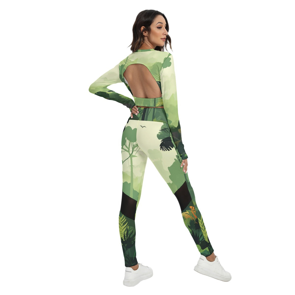 All-Over Print Women's Sport Set With Backless Top And Leggings