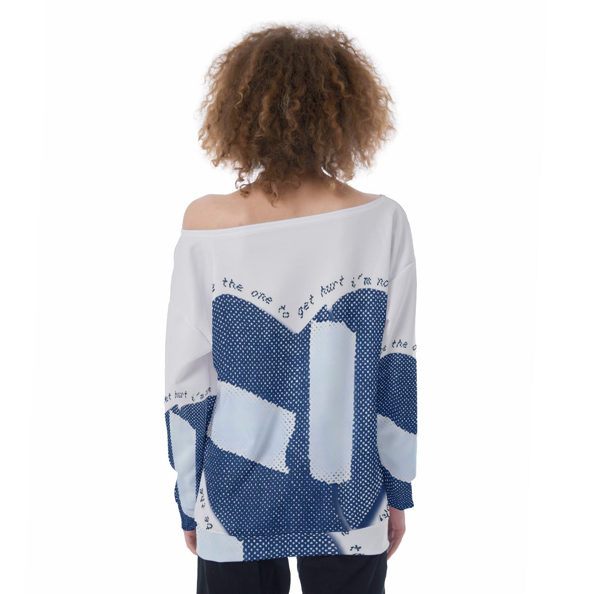 All-Over Print Oversized Women's Off-Shoulder Sweatshirt