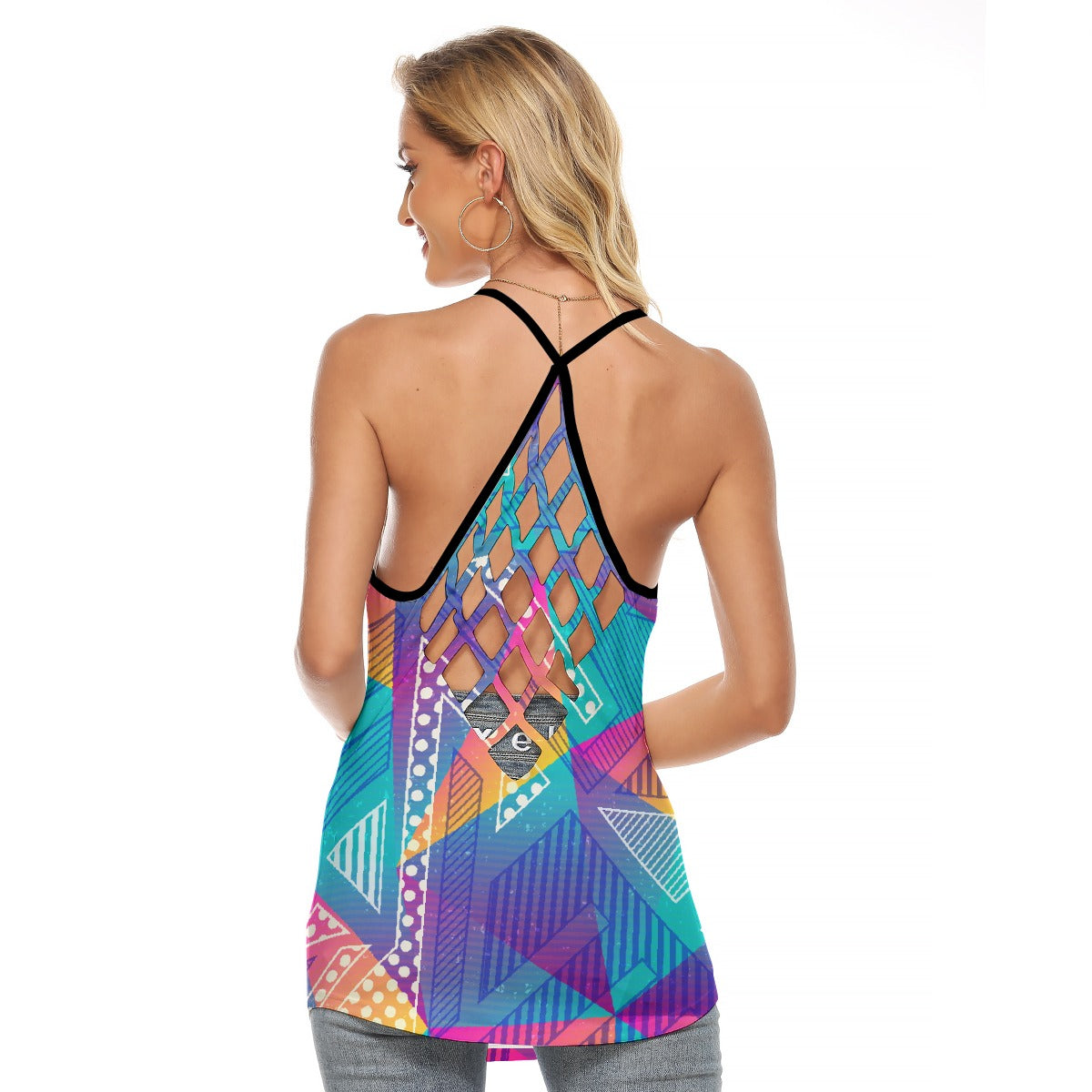 All-Over Print Women's Criss-Cross Open Back Tank Top