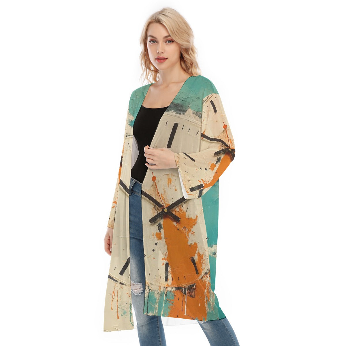 All- Over Print Women's Long Sleeve Mesh Cardigan