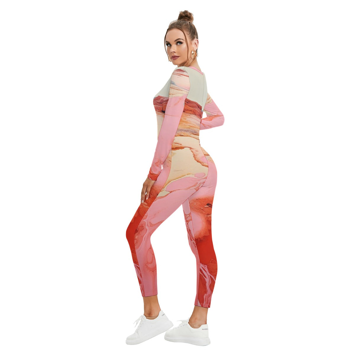 All-Over Print Women's Plunging Neck Jumpsuit