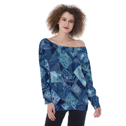 All-Over Print Oversized Women's Off-Shoulder Sweatshirt