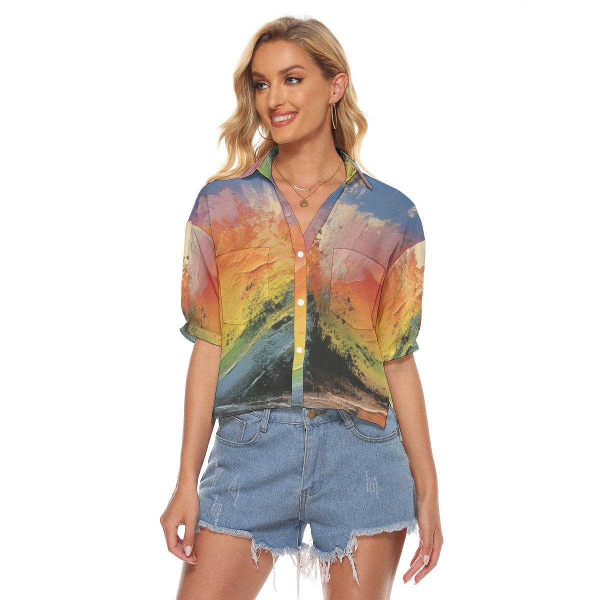 All-Over Print Women's V-neck Shirts