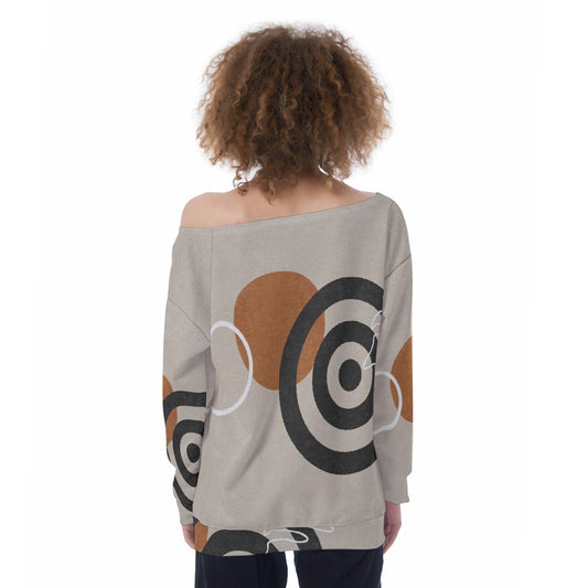 All-Over Print Oversized Women's Off-Shoulder Sweatshirt