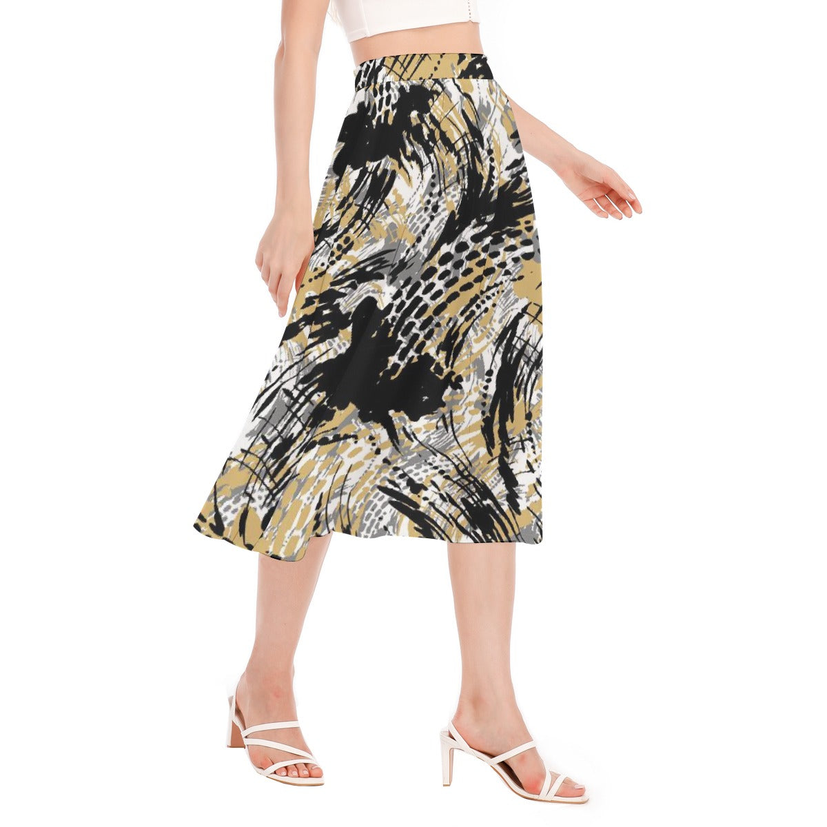 All-Over Print Women's Long Section Chiffon Skirt