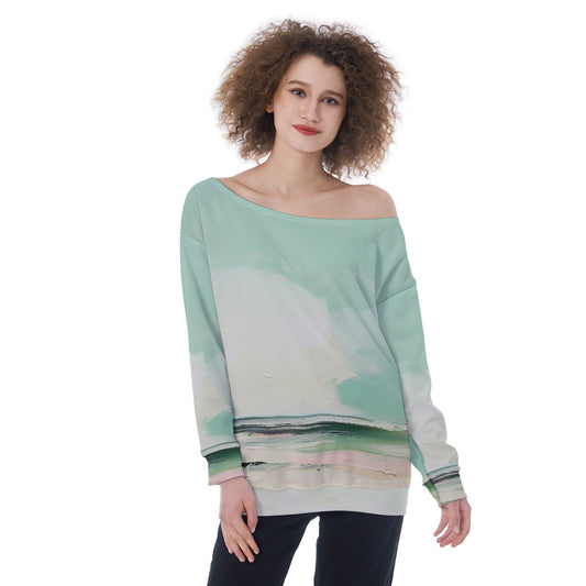 All-Over Print Oversized Women's Off-Shoulder Sweatshirt