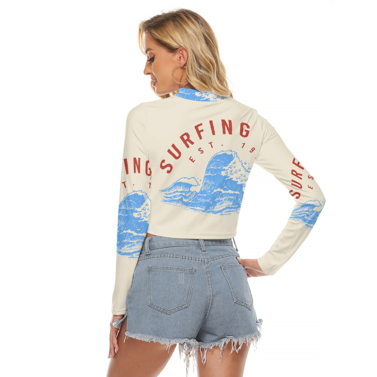 All-Over Print Women's Hollow Chest Keyhole Tight Crop Top