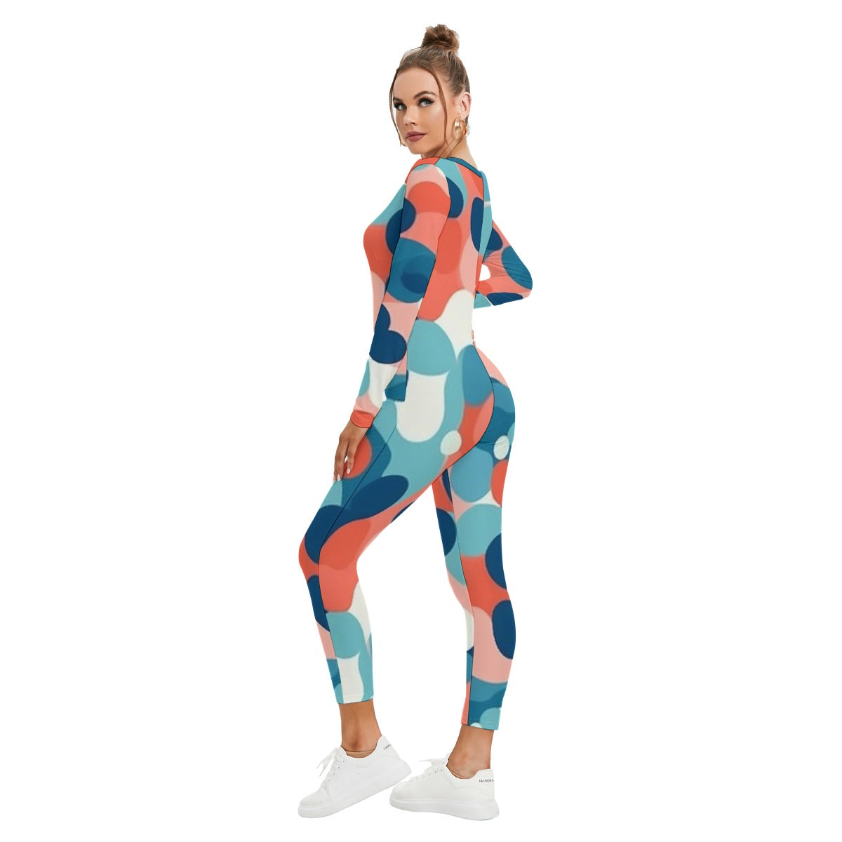 All-Over Print Women's Plunging Neck Jumpsuit