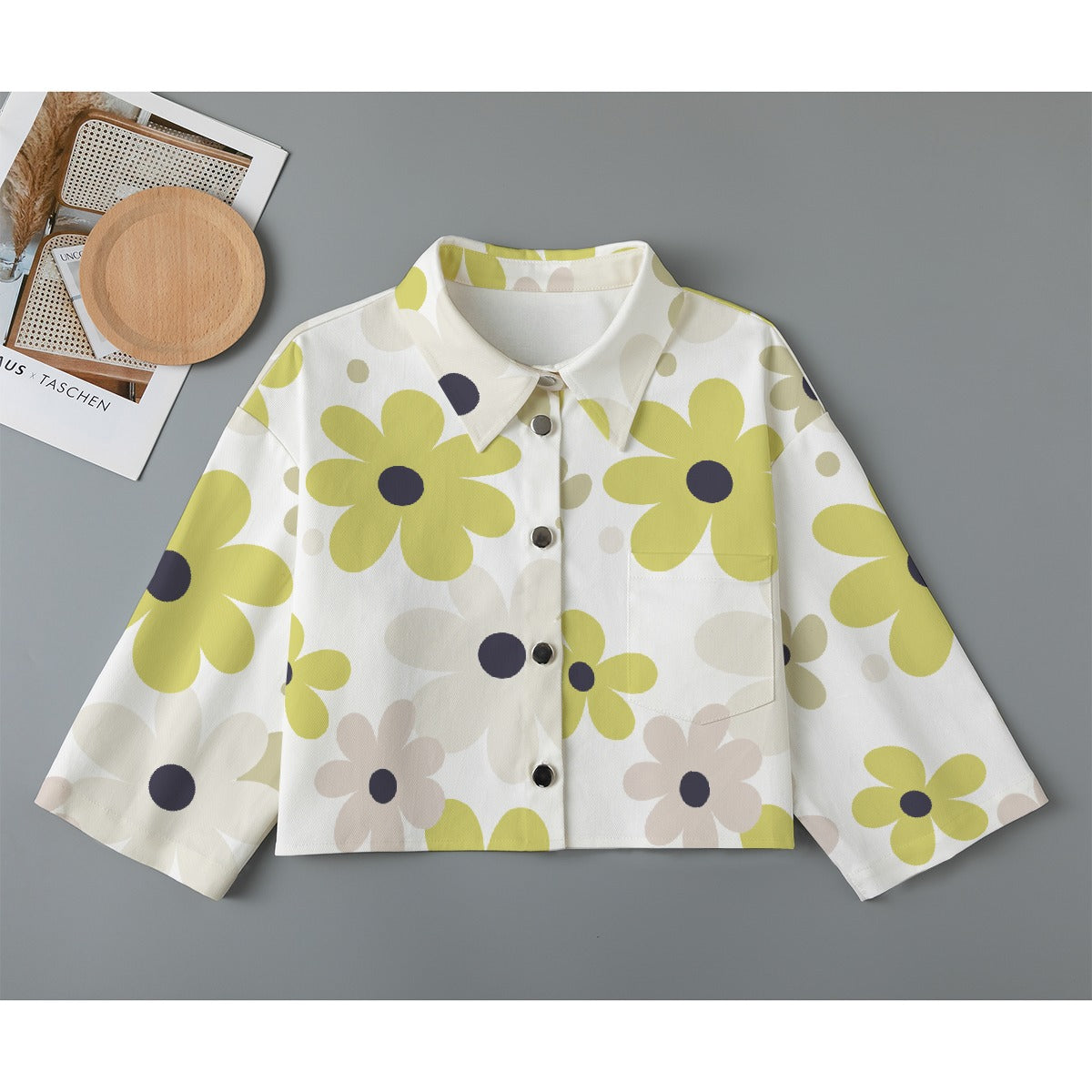 All-Over Print Women's Cropped Jacket | 245GSM Cotton