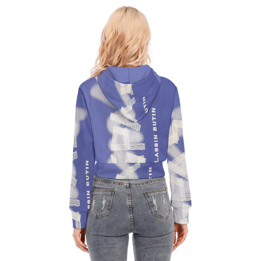 All-Over Print Women's Crop Top Hoodie With Zipper Closure
