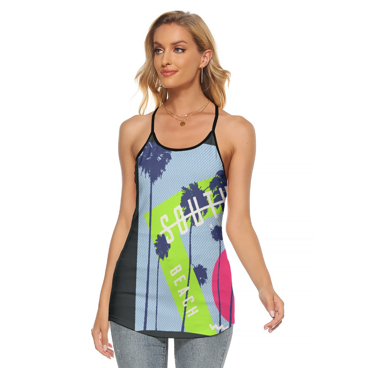 All-Over Print Women's Criss-Cross Open Back Tank Top
