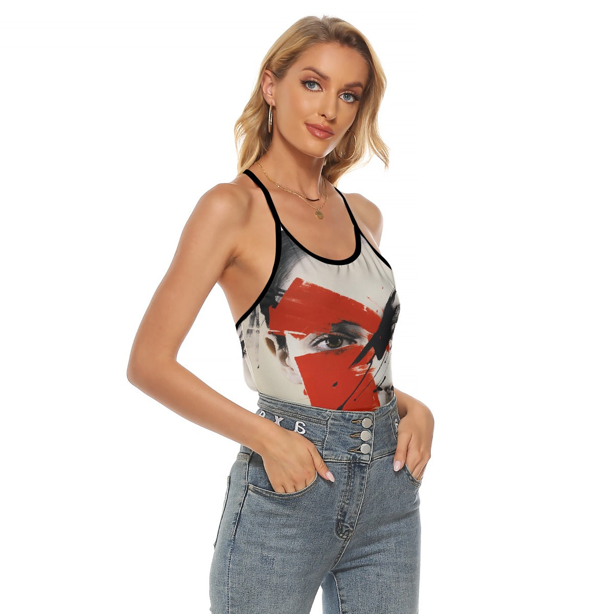 All-Over Print Women's Criss-Cross Open Back Tank Top