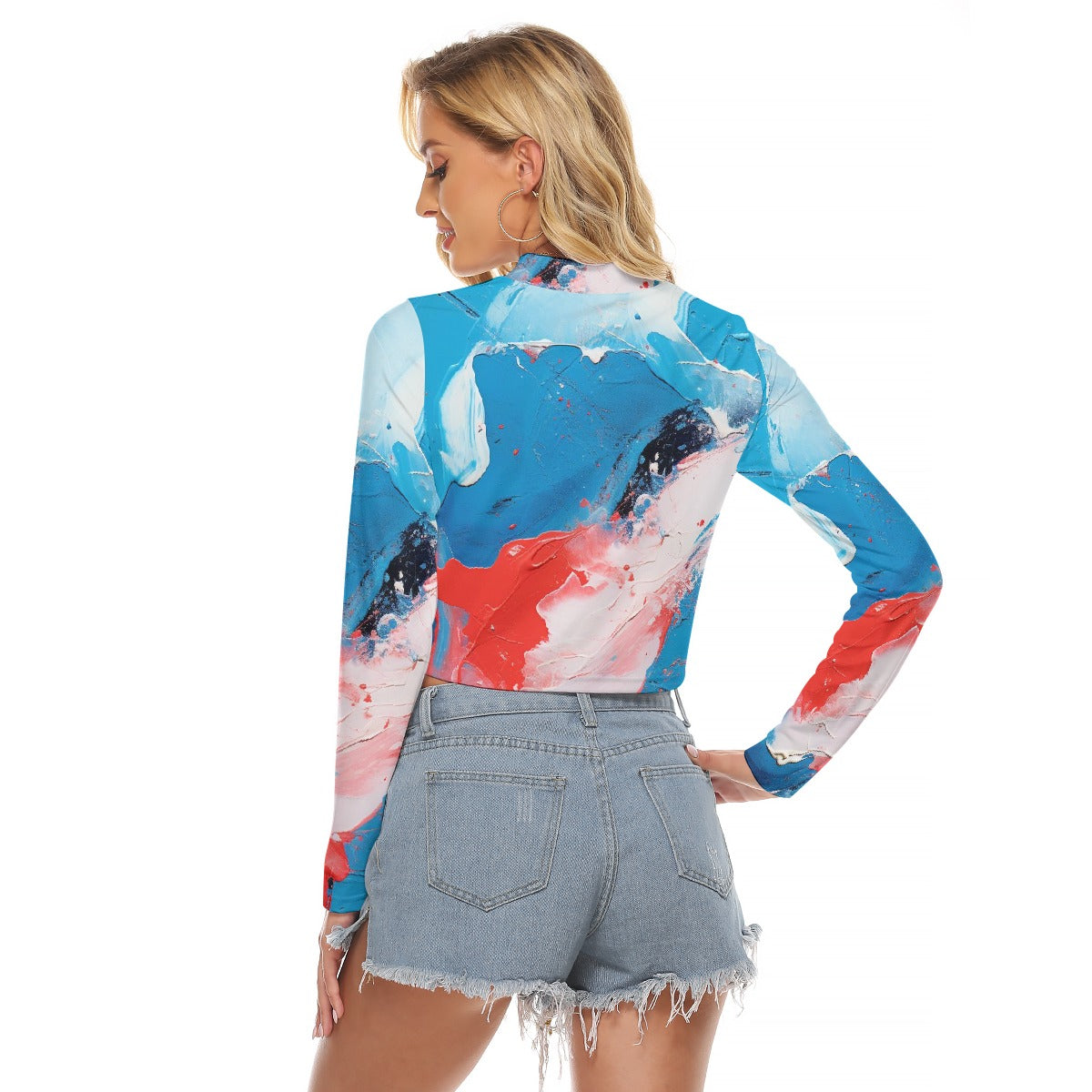 All-Over Print Women's Hollow Chest Keyhole Tight Crop Top