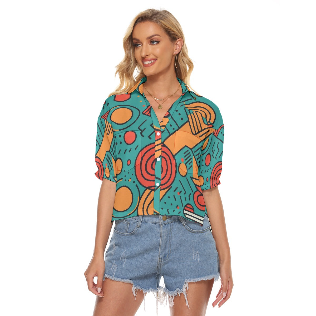 All-Over Print Women's V-neck Shirts