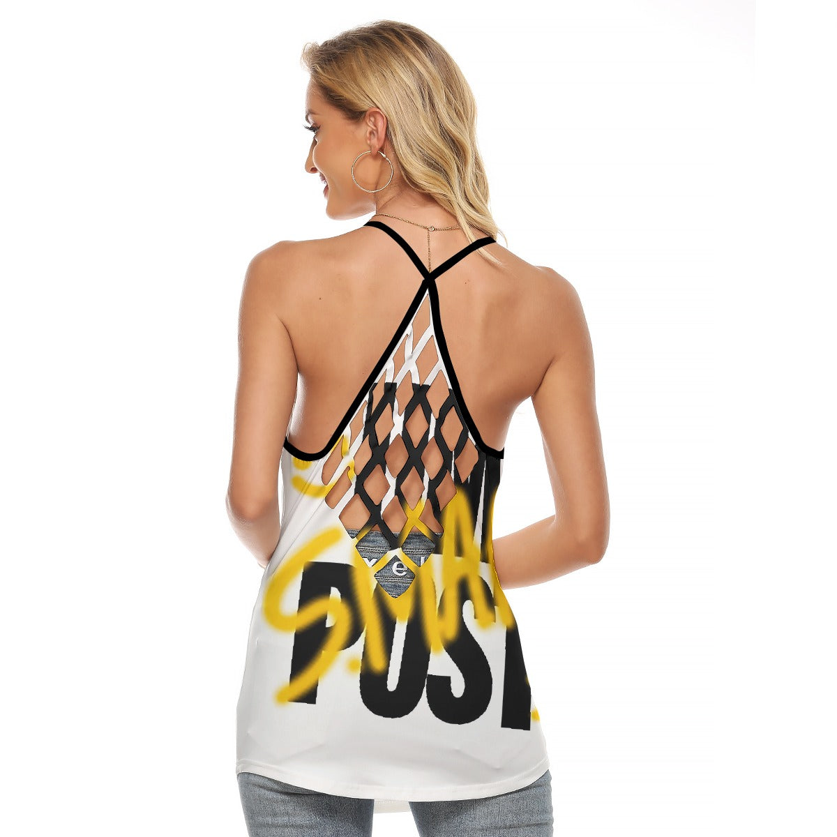 All-Over Print Women's Criss-Cross Open Back Tank Top