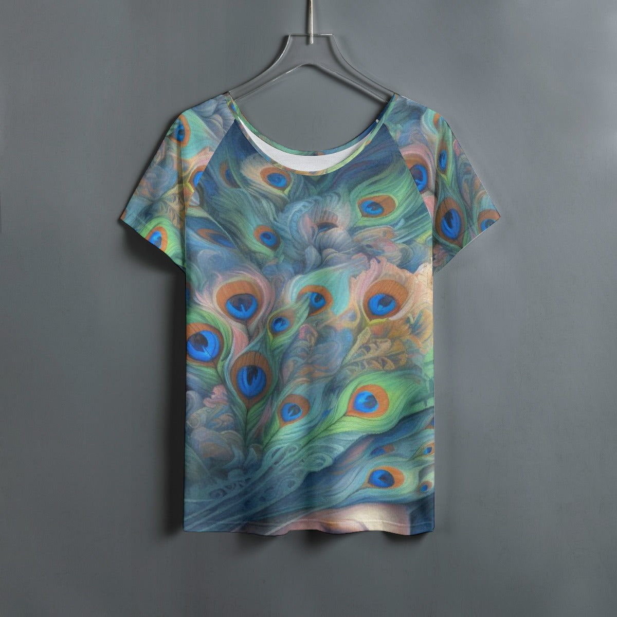 All-Over Print Women's Round Neck T-shirt With Raglan Sleeve