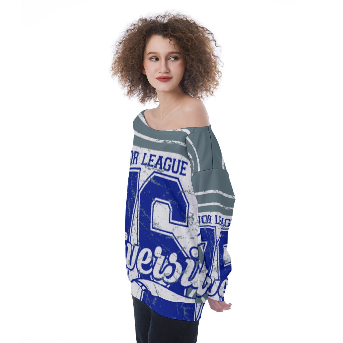All-Over Print Oversized Women's Off-Shoulder Sweatshirt