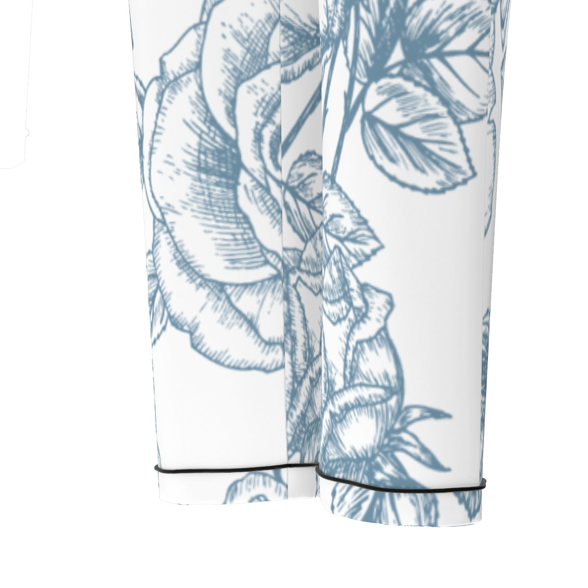 All-Over Print Women's Long Sleeve Pajama Set With Black Contrast Piping